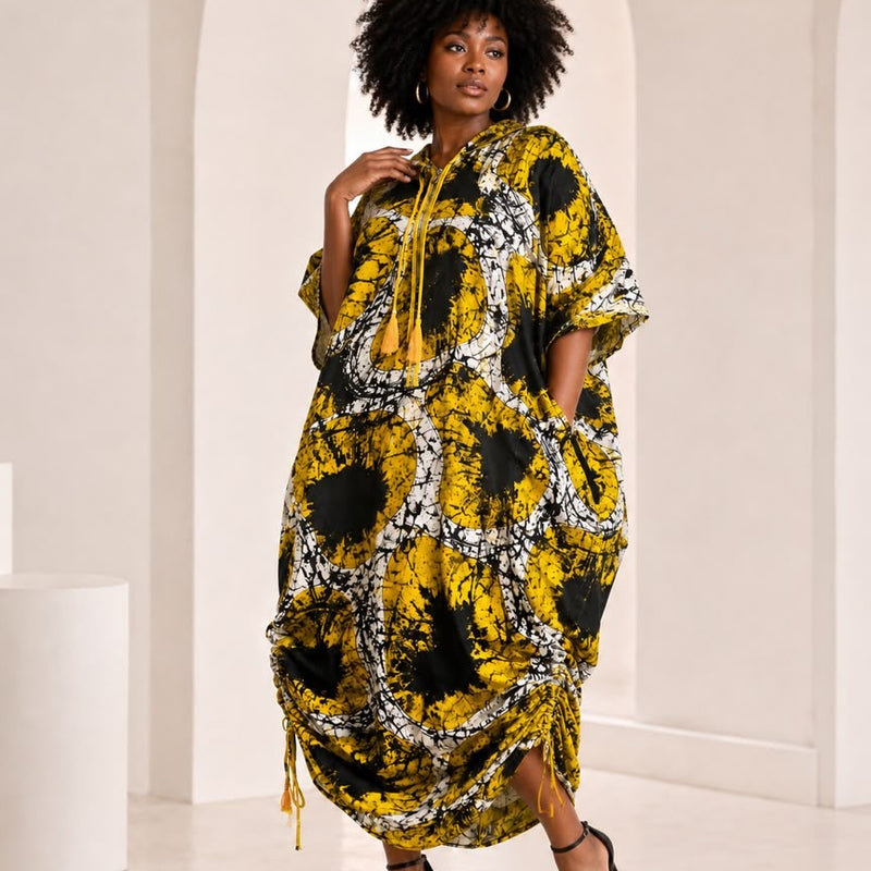 PHYNA ADIRE HOODIE KAFTAN