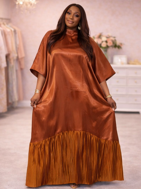 Solára Luxe Boubou – Liquid Organza Pleated Kaftan Dress | Aso Élan