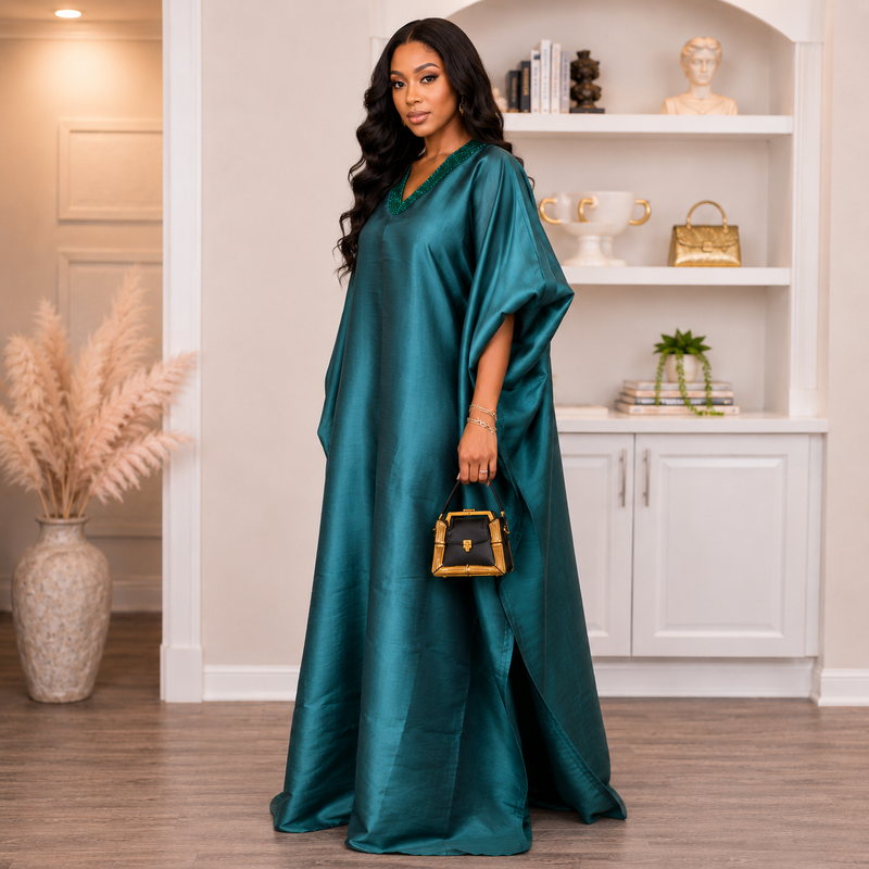 Lolo Luxe Beaded Kaftan | Luxury African Kaftan Dress | AsoÉlan