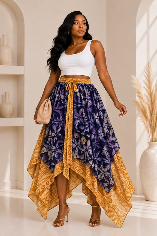 BANKE ADIRE LAYERED HANDKERCHIEF SKIRT