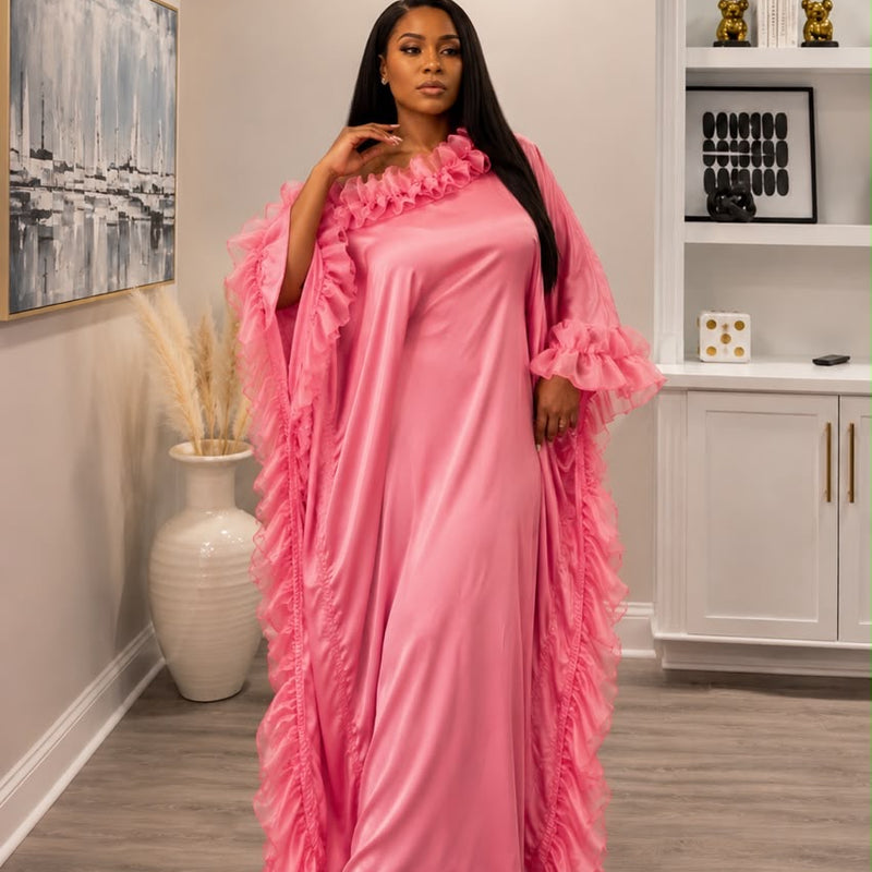 Ruby Luxe Silk Kaftan – Luxury Oversized Silk Resort wear & Loungewear