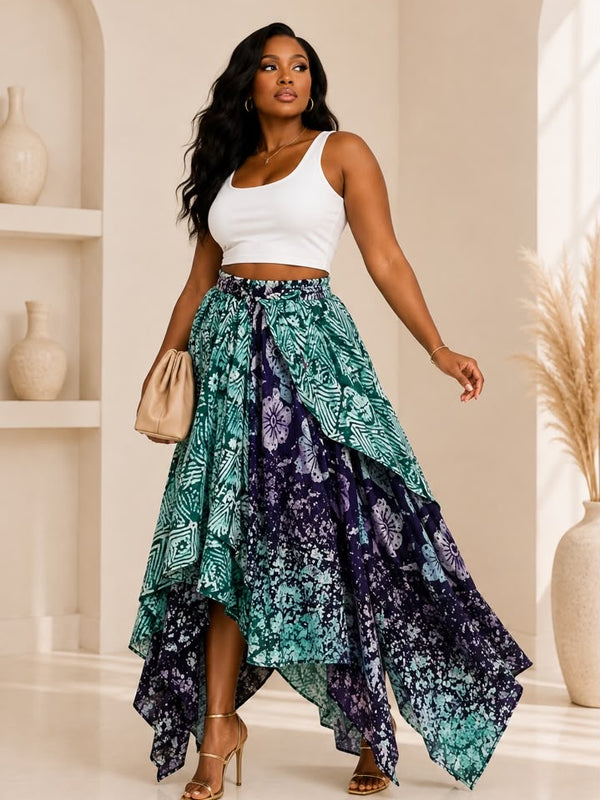BANKE ADIRE LAYERED HANDKERCHIEF SKIRT
