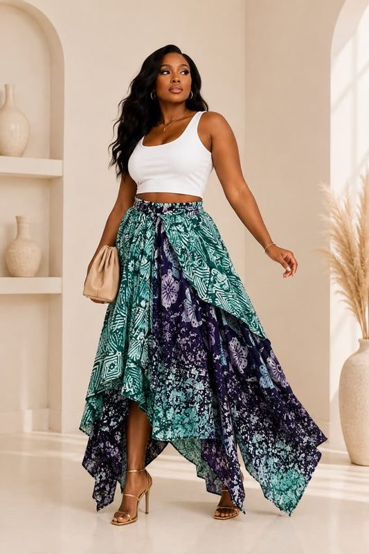 BANKE ADIRE LAYERED HANDKERCHIEF SKIRT