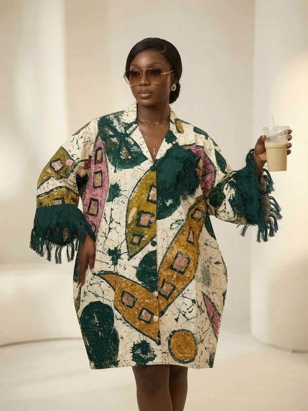 KALY ADIRE ARTWORK MIDI KAFTAN