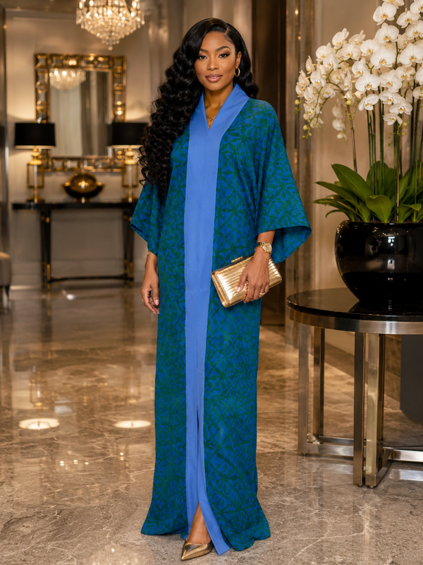 Nkoyo Luxury Adire Shirt Kaftan Dress