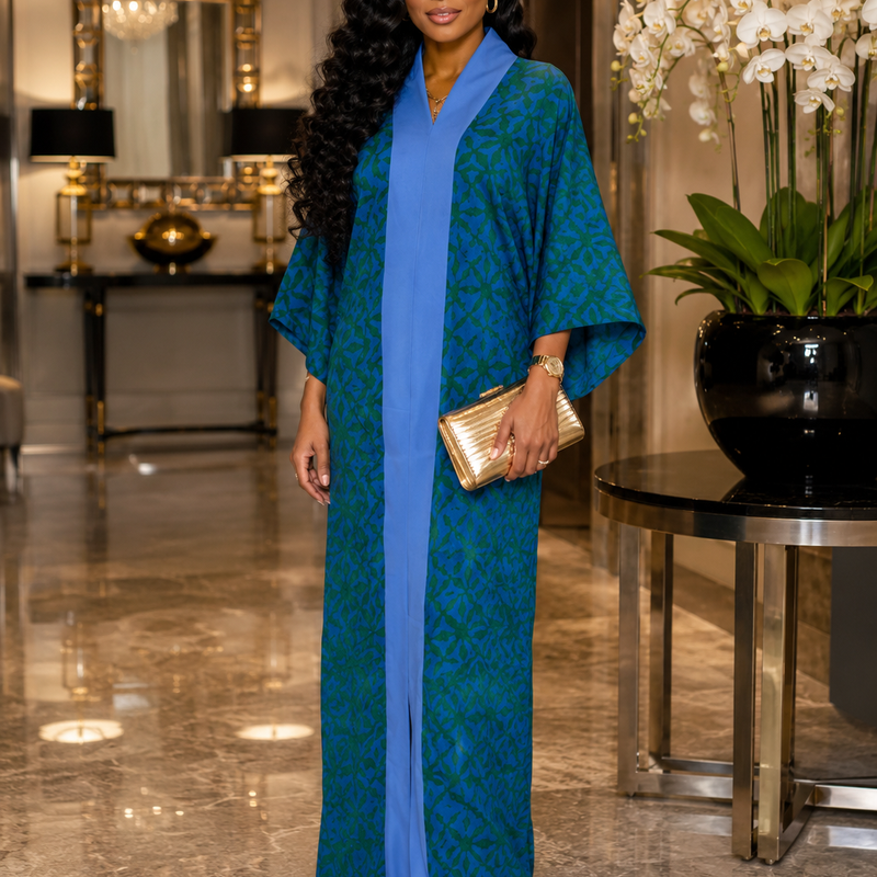 Nkoyo Luxury Adire Shirt Kaftan Dress