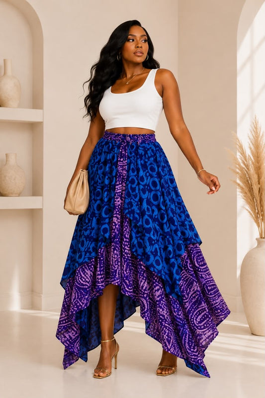 BANKE ADIRE LAYERED HANDKERCHIEF SKIRT