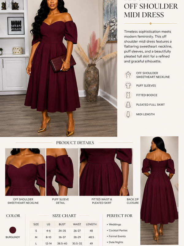 Hilda Off-The-Shoulder Midi Dress