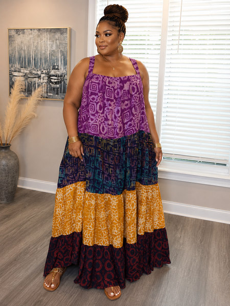 Lamba Adire Tired Flowy Dress