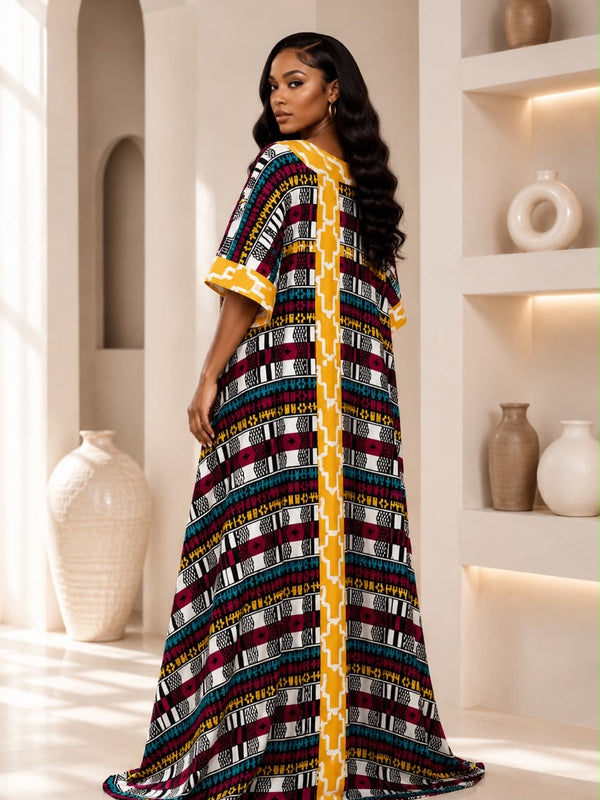 Vikky Adire Kaftan Maxi Dress