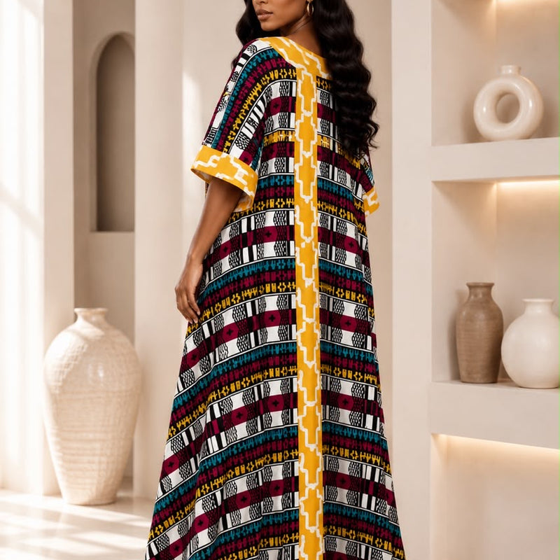 Vikky Adire Kaftan Maxi Dress