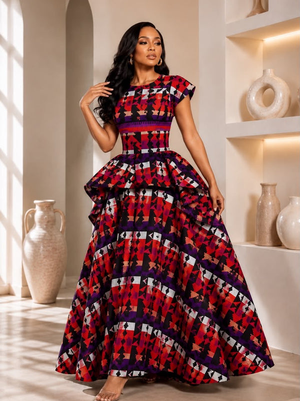 Adanna Ankara 2-Piece Tiered Skirt & Top Set
