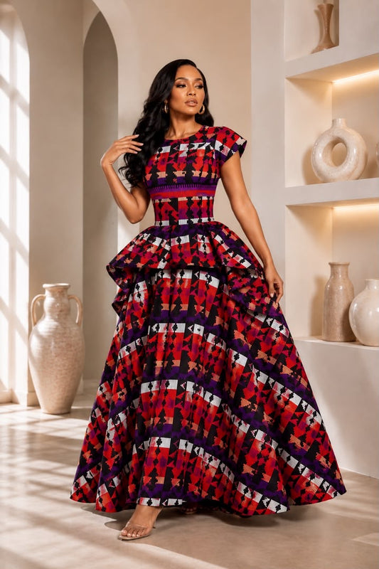 Adanna Ankara 2-Piece Tiered Skirt & Top Set