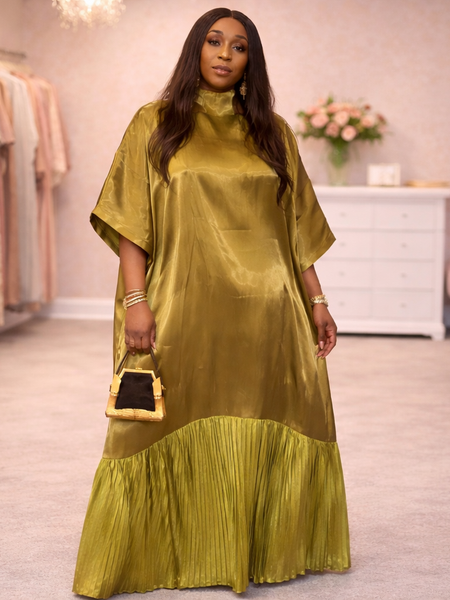 Solára Luxe Boubou – Liquid Organza Pleated Kaftan Dress | Aso Élan