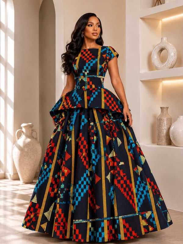 Adanna Ankara 2-Piece Tiered Skirt & Top Set