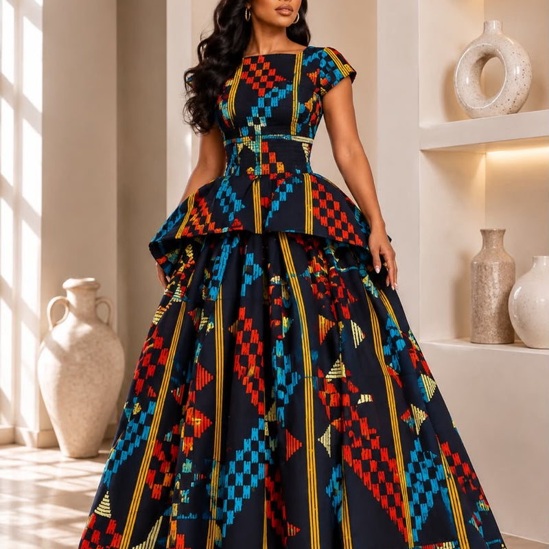 Adanna Ankara 2-Piece Tiered Skirt & Top Set