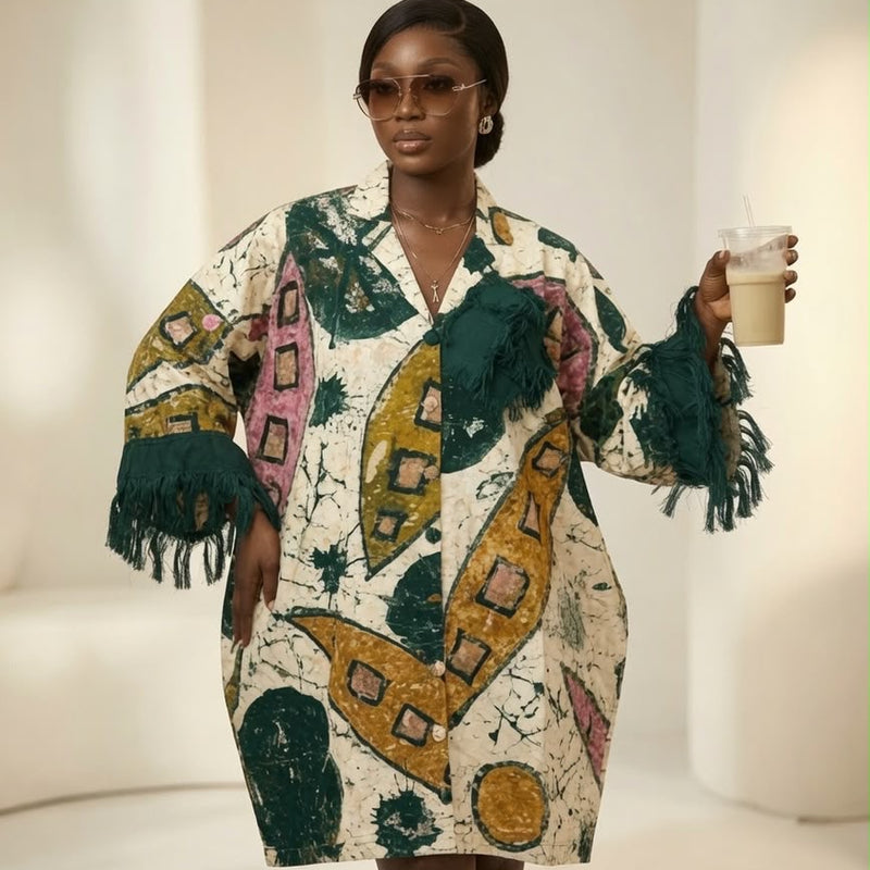 KALY ADIRE ARTWORK MIDI KAFTAN