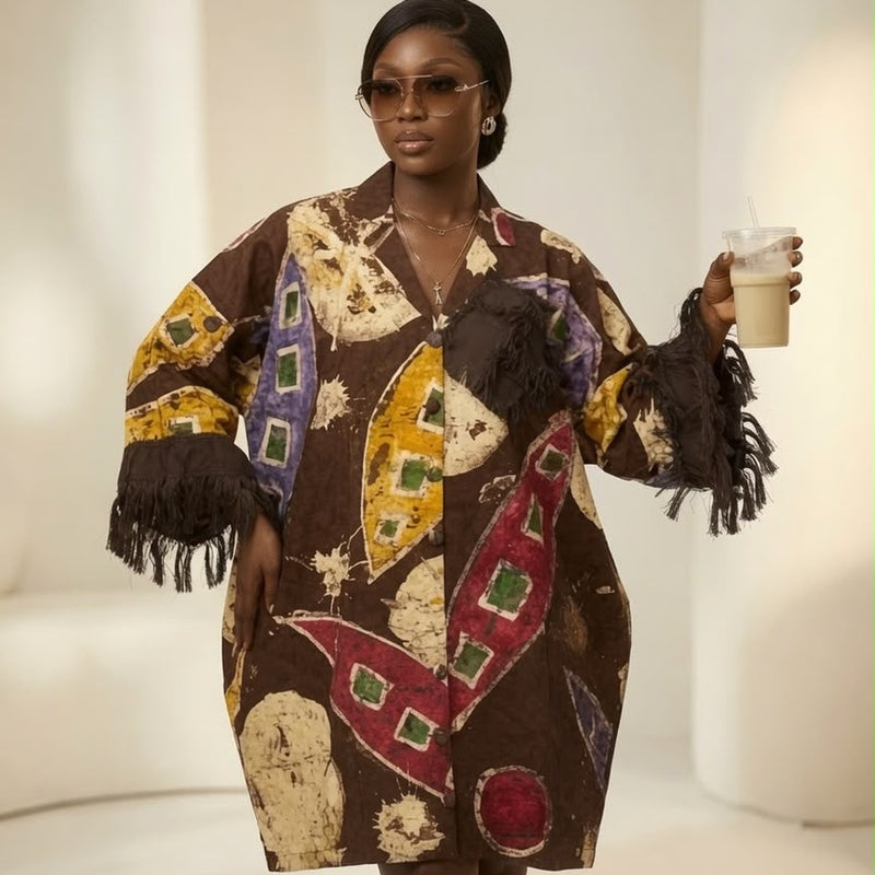 KALY ADIRE ARTWORK MIDI KAFTAN