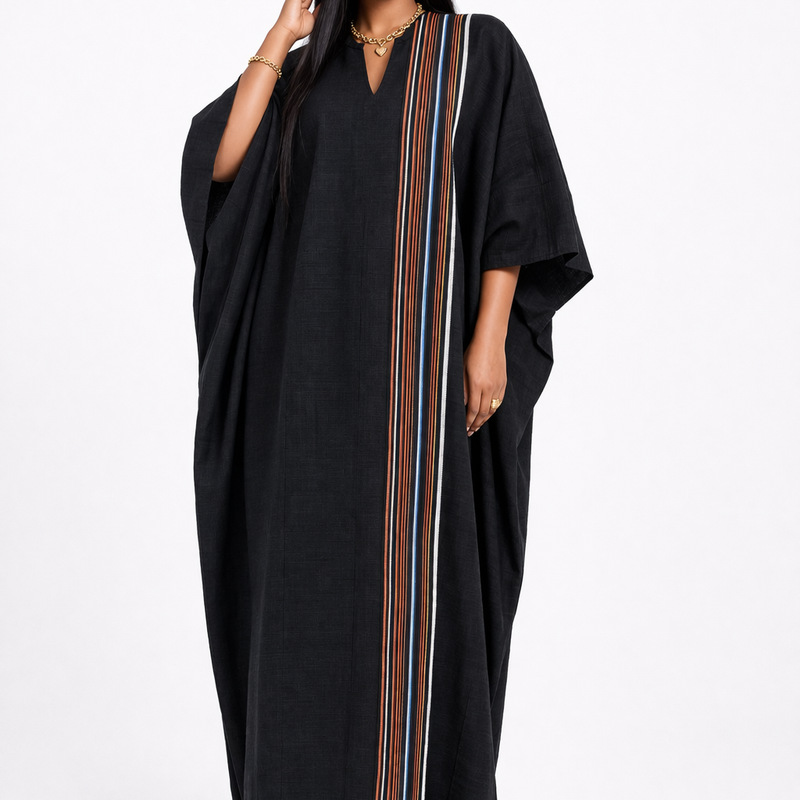 ABY Patch Flowy Kaftan Dress – 54” Luxe Boubou | African Aso Oke Statement Kaftan