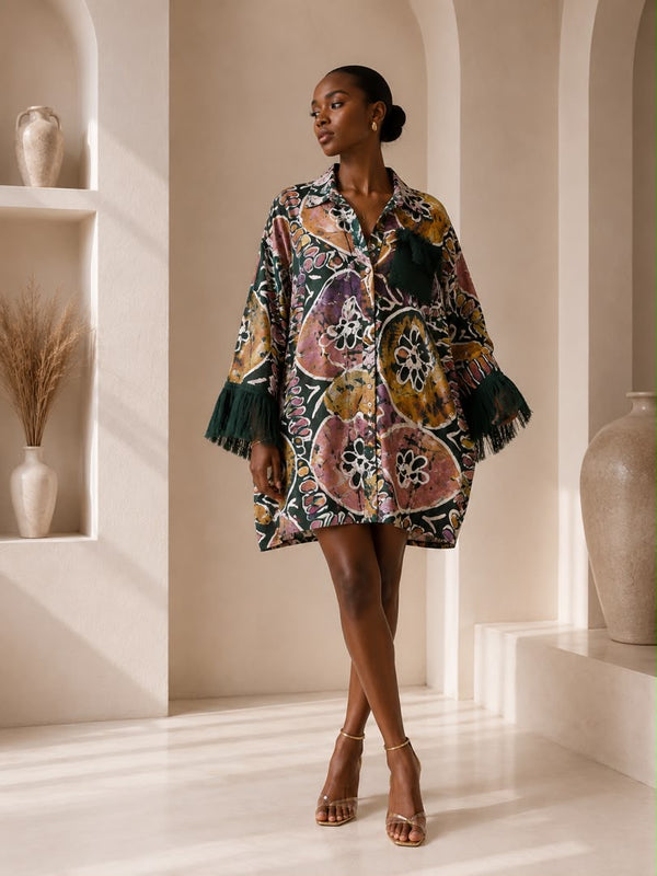 KALY ADIRE ARTWORK MIDI KAFTAN