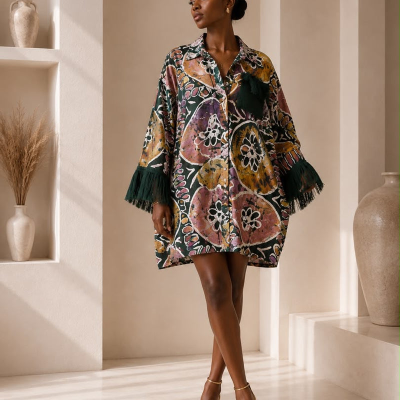 KALY ADIRE ARTWORK MIDI KAFTAN