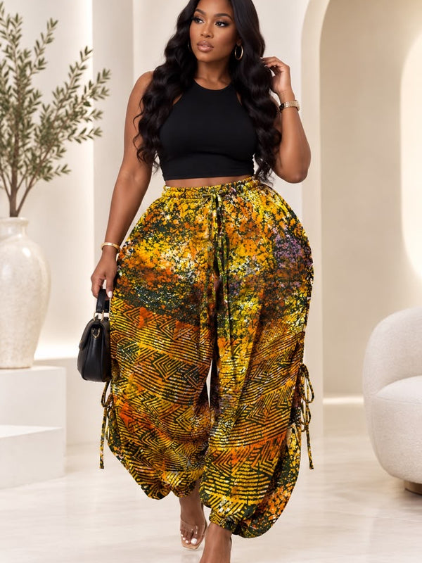 Sharita Drawstring Wide-Leg Pants