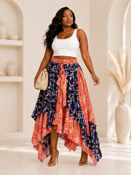 BANKE ADIRE LAYERED HANDKERCHIEF SKIRT