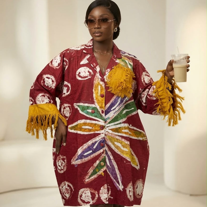 KALY ADIRE ARTWORK MIDI KAFTAN