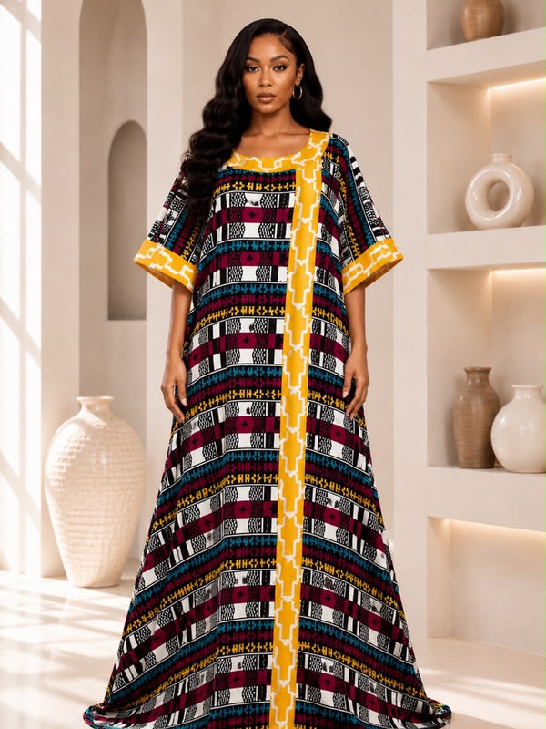 Vikky Adire Kaftan Maxi Dress