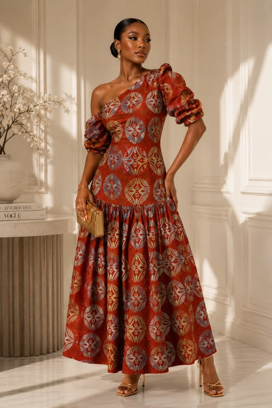 Zeena Adire Cotton Midi Dress