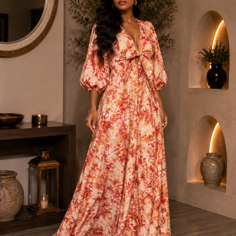 Aijay Adire Luxe Flowy Dress | Luxury African Maxi Gown