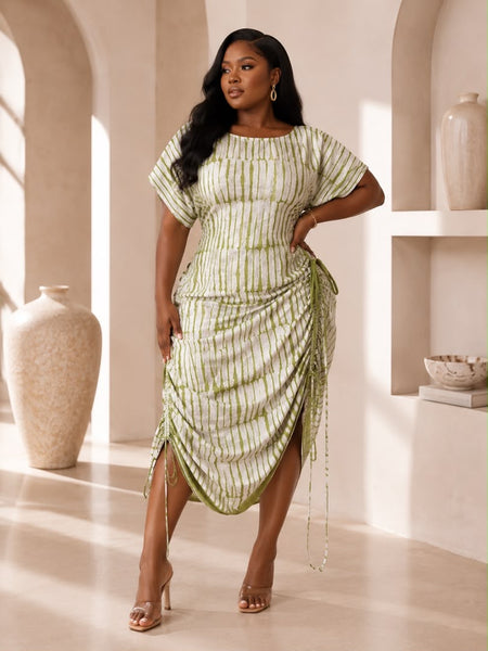 Jazz Adire Batik Midi Dress - Elegant Handcrafted African Print Dress
