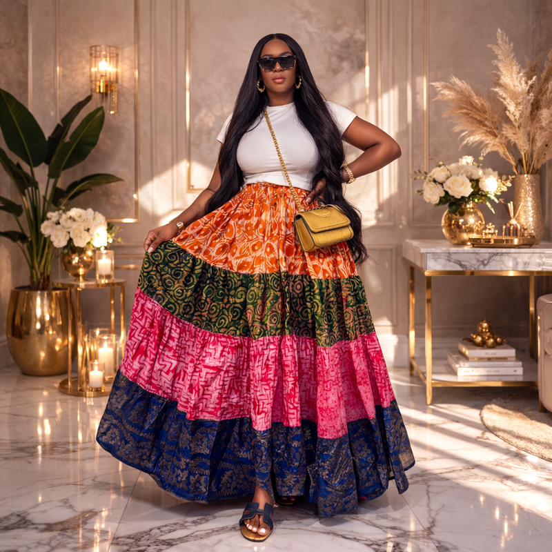 Lamba Adire Patch skirt