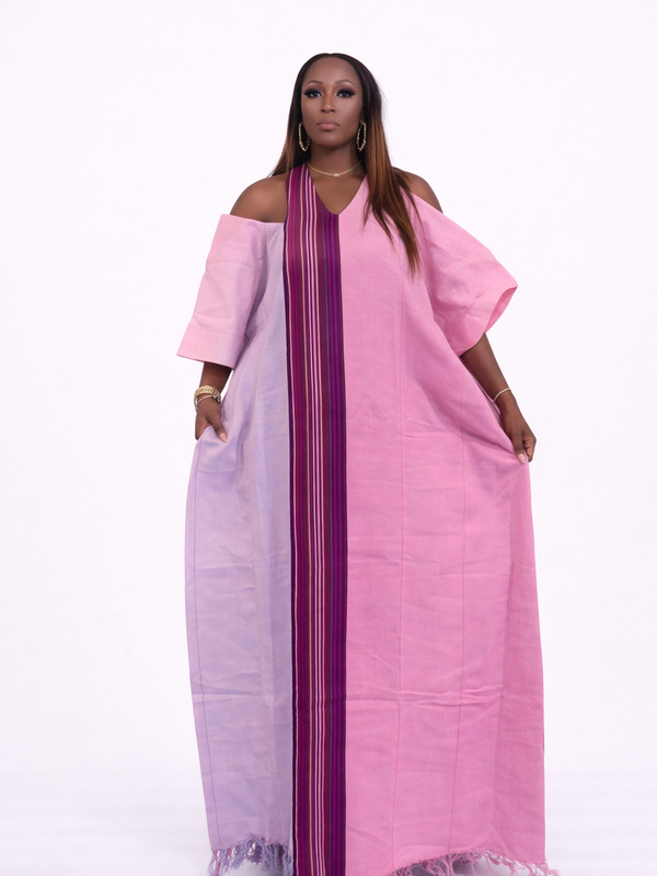 ABY Patch Flowy Kaftan Dress – 54” Luxe Boubou | African Aso Oke Statement Kaftan