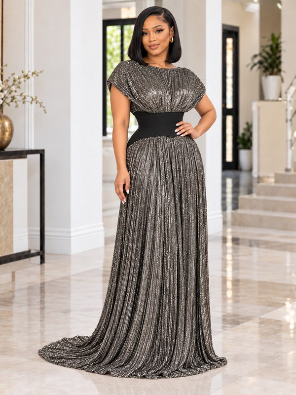 CHIKALA METALLIC LUXE FLOWY DRESS