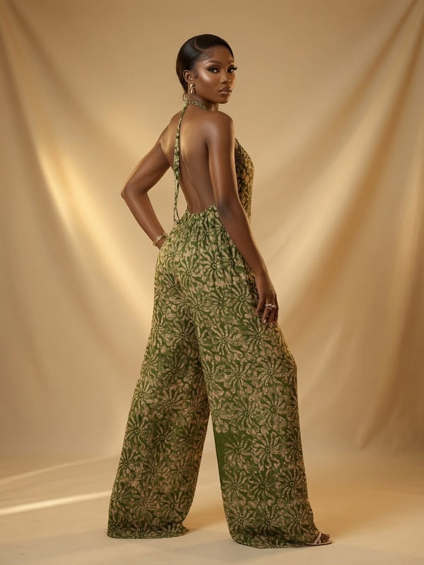 SHANON ADIRE COTTON OPEN BACK JUMPSUIT