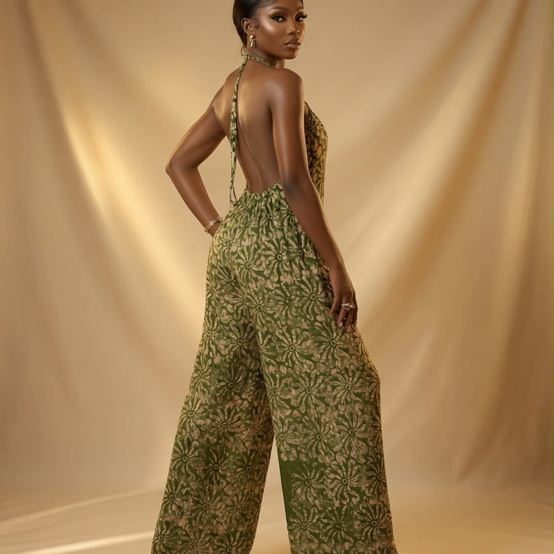 SHANON ADIRE COTTON OPEN BACK JUMPSUIT