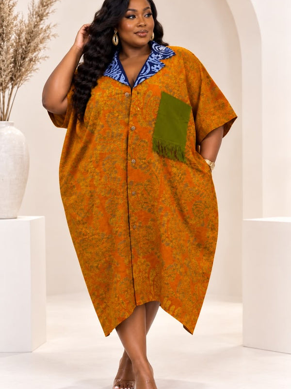 Wumi Ankara x Aso-Oke Midi Kaftan Dress