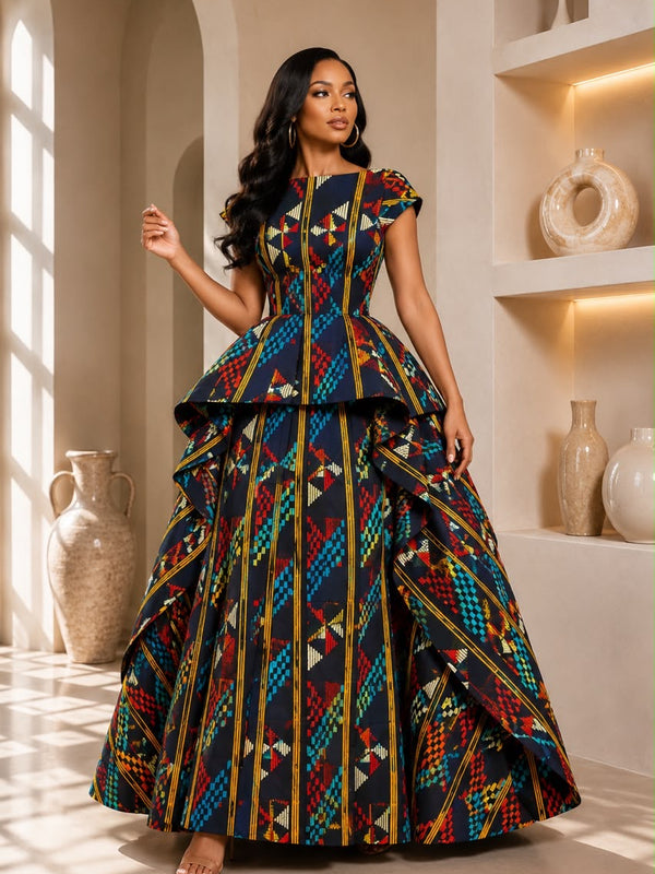 Adanna Ankara 2-Piece Tiered Skirt & Top Set