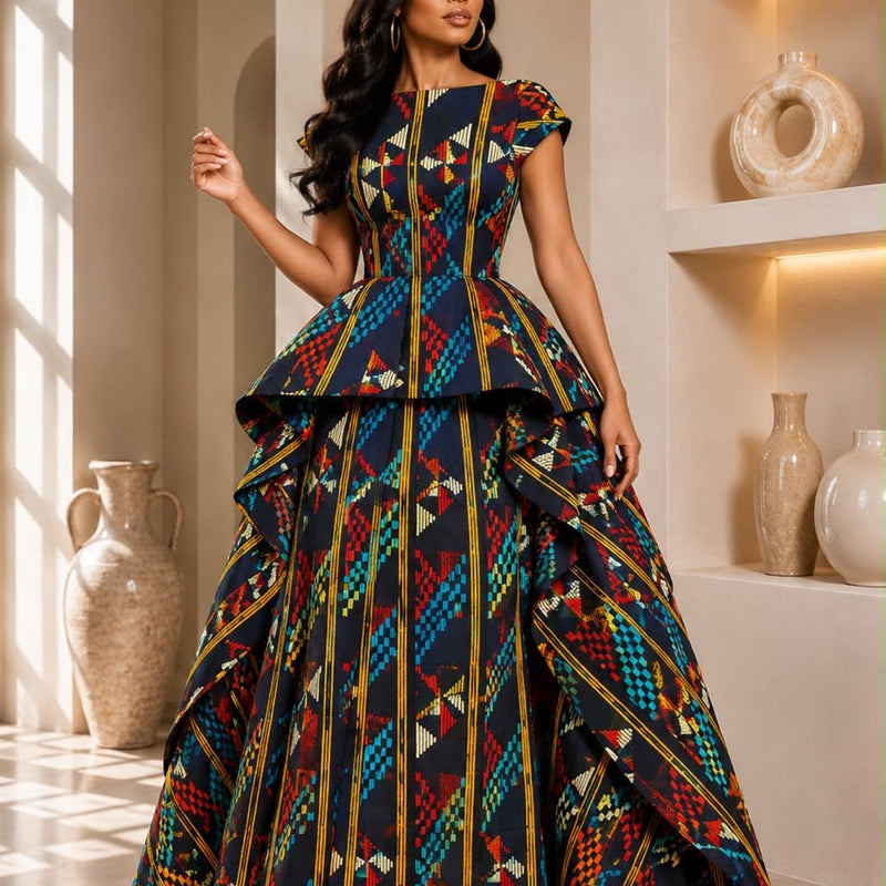 Adanna Ankara 2-Piece Tiered Skirt & Top Set