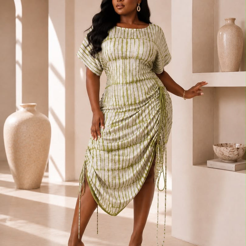 Jazz Adire Batik Midi Dress - Elegant Handcrafted African Print Dress