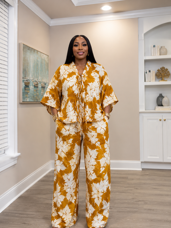 Tolu Adire 2-Piece Pant Set | Vibrant African Print Lounge & Resort Wear