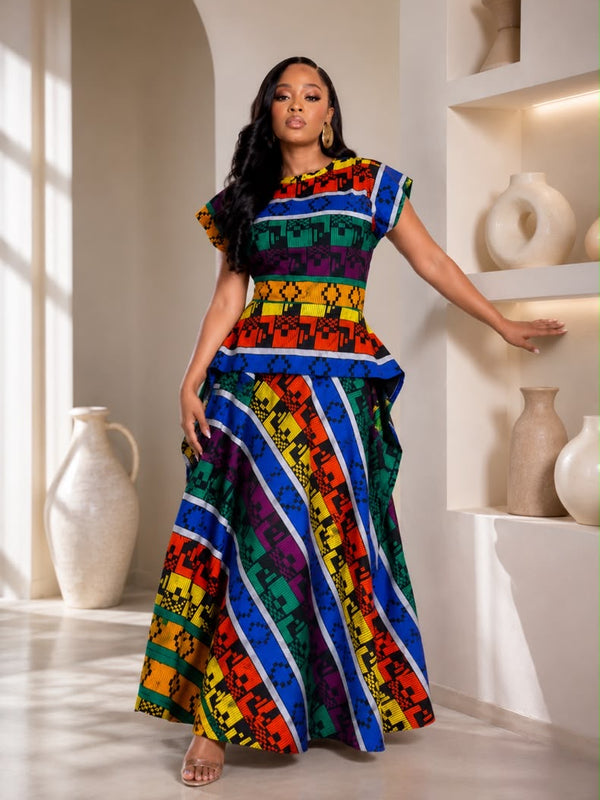 Adanna Ankara 2-Piece Tiered Skirt & Top Set