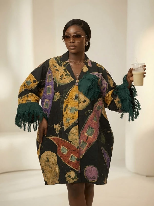 KALY ADIRE ARTWORK MIDI KAFTAN