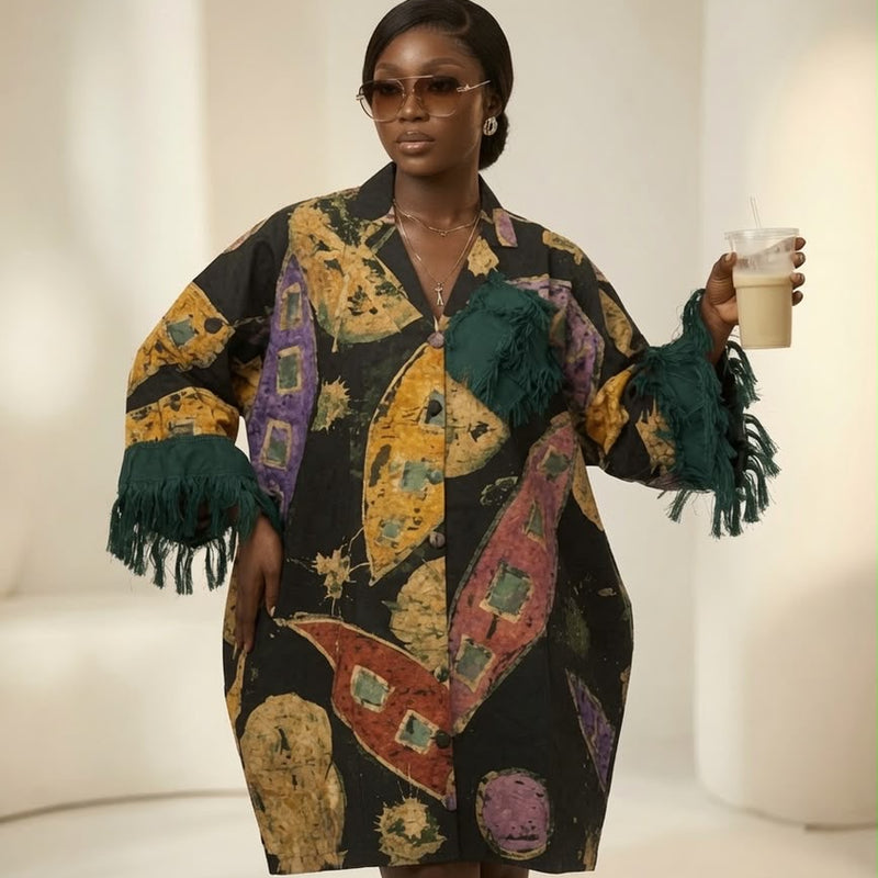 KALY ADIRE ARTWORK MIDI KAFTAN