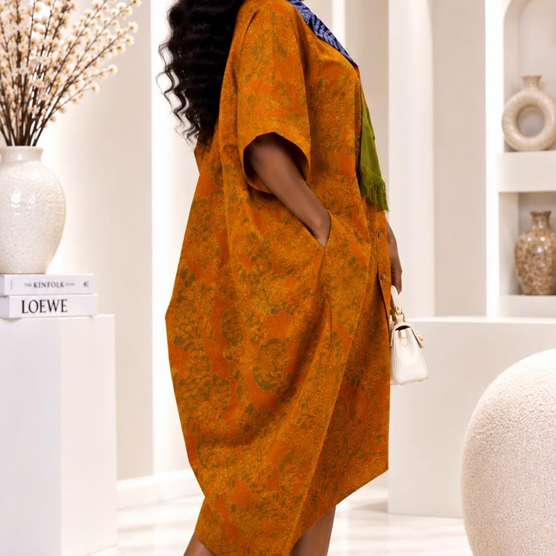Wumi Ankara x Aso-Oke Midi Kaftan Dress