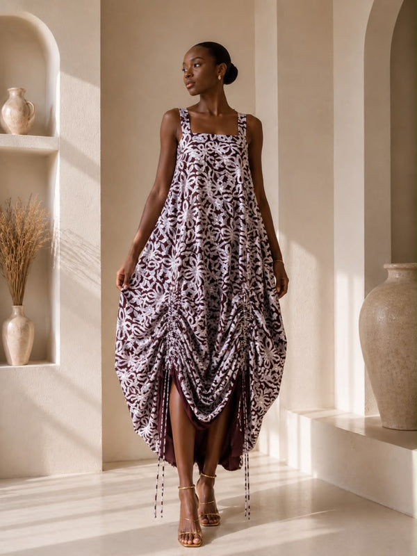 GINNIE ADIRE DRAW STRING DRESS