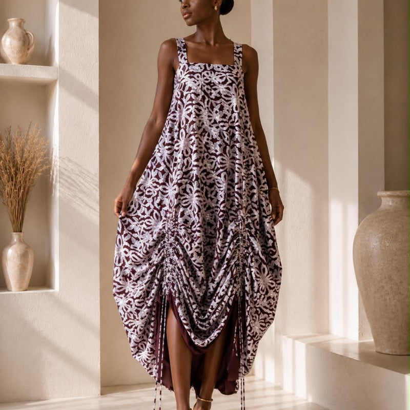 GINNIE ADIRE DRAW STRING DRESS