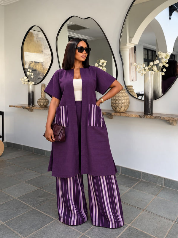 Lady K Luxe Aṣọ-Oke 2-Piece Kimono Set