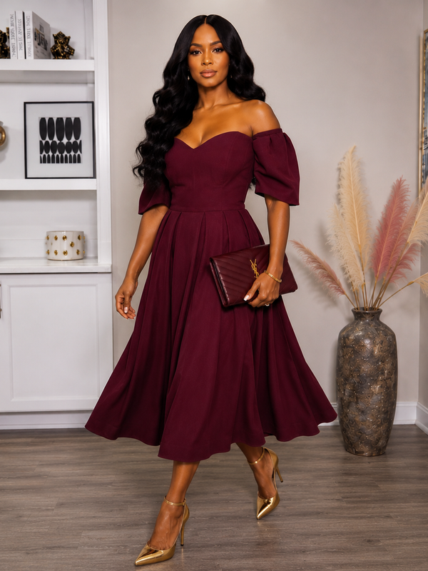 Hilda Off-The-Shoulder Midi Dress